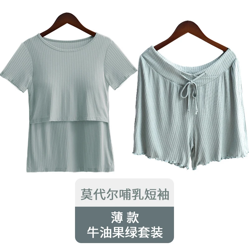 Pure Cotton Breastfeeding Clothes Short-Sleeved Summer Maternity Pajamas Suits Women's Postpartum Homewear Ropa de Maternidad