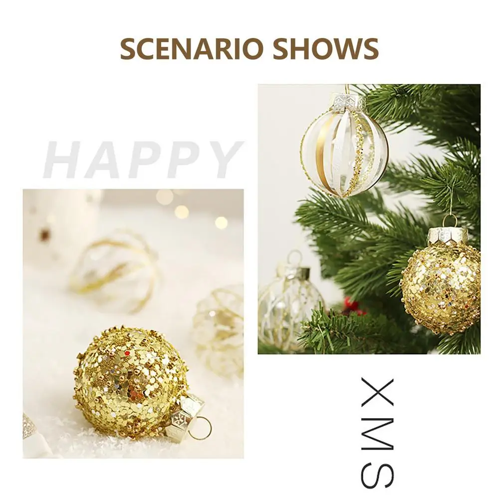 Christmas Tree Balls Hanging 25pcs Christmas Ball Ornaments Glittering Christmas Baubles PVC White Gold Ball Decorations Set