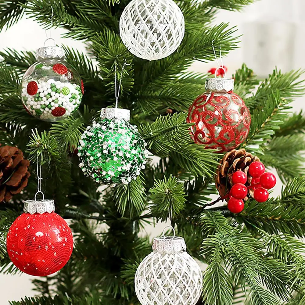 Christmas Tree Balls Hanging 25pcs Christmas Ball Ornaments Glittering Christmas Baubles PVC White Gold Ball Decorations Set