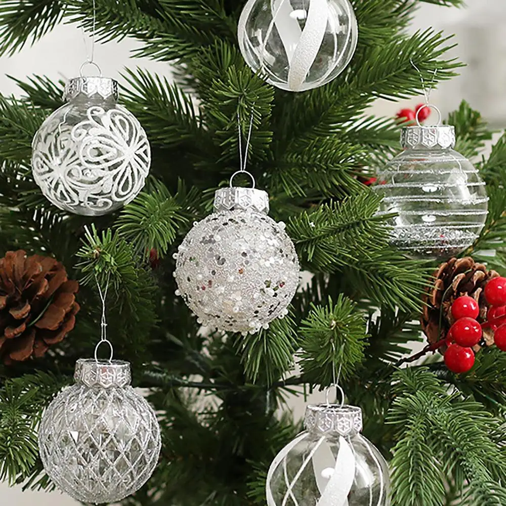 Christmas Tree Balls Hanging 25pcs Christmas Ball Ornaments Glittering Christmas Baubles PVC White Gold Ball Decorations Set
