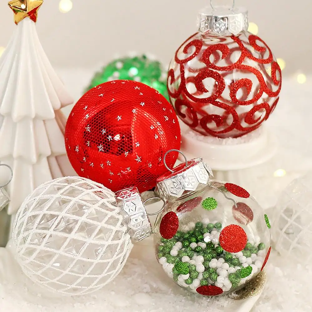 Christmas Tree Balls Hanging 25pcs Christmas Ball Ornaments Glittering Christmas Baubles PVC White Gold Ball Decorations Set