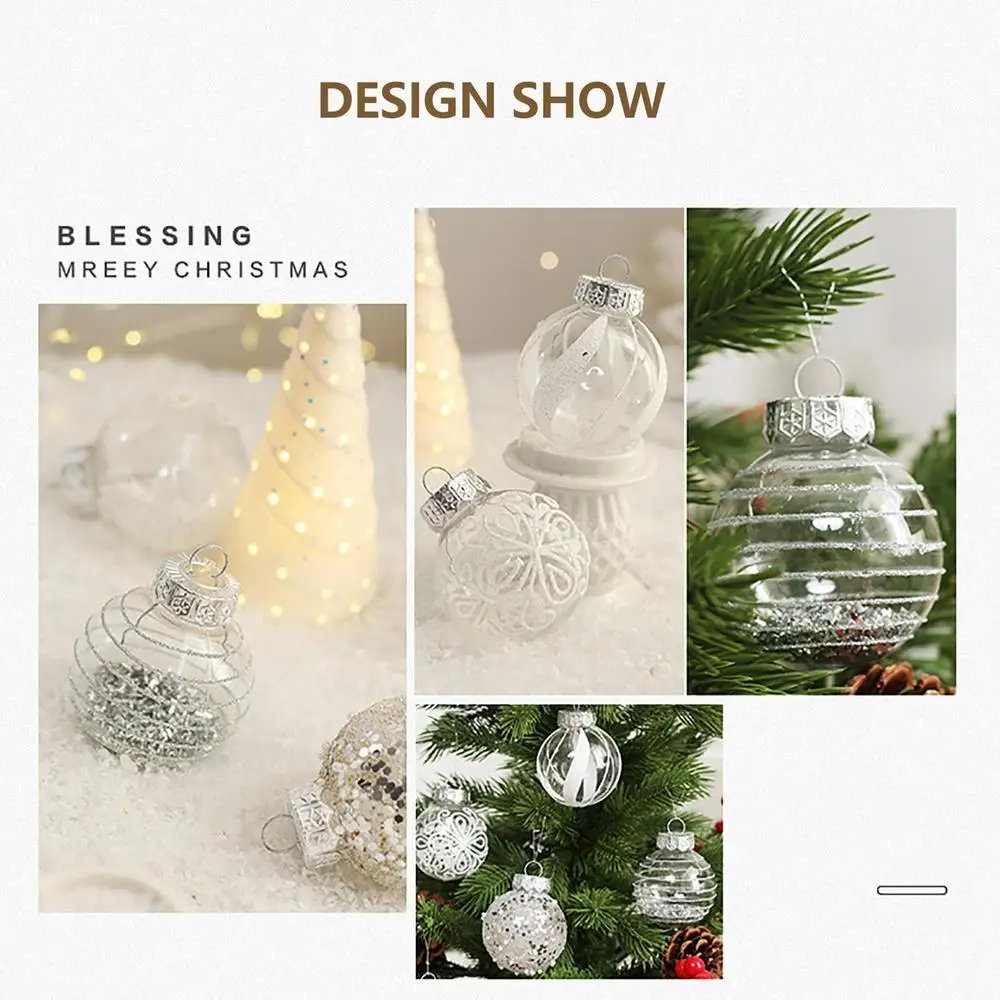 Christmas Tree Balls Hanging 25pcs Christmas Ball Ornaments Glittering Christmas Baubles PVC White Gold Ball Decorations Set
