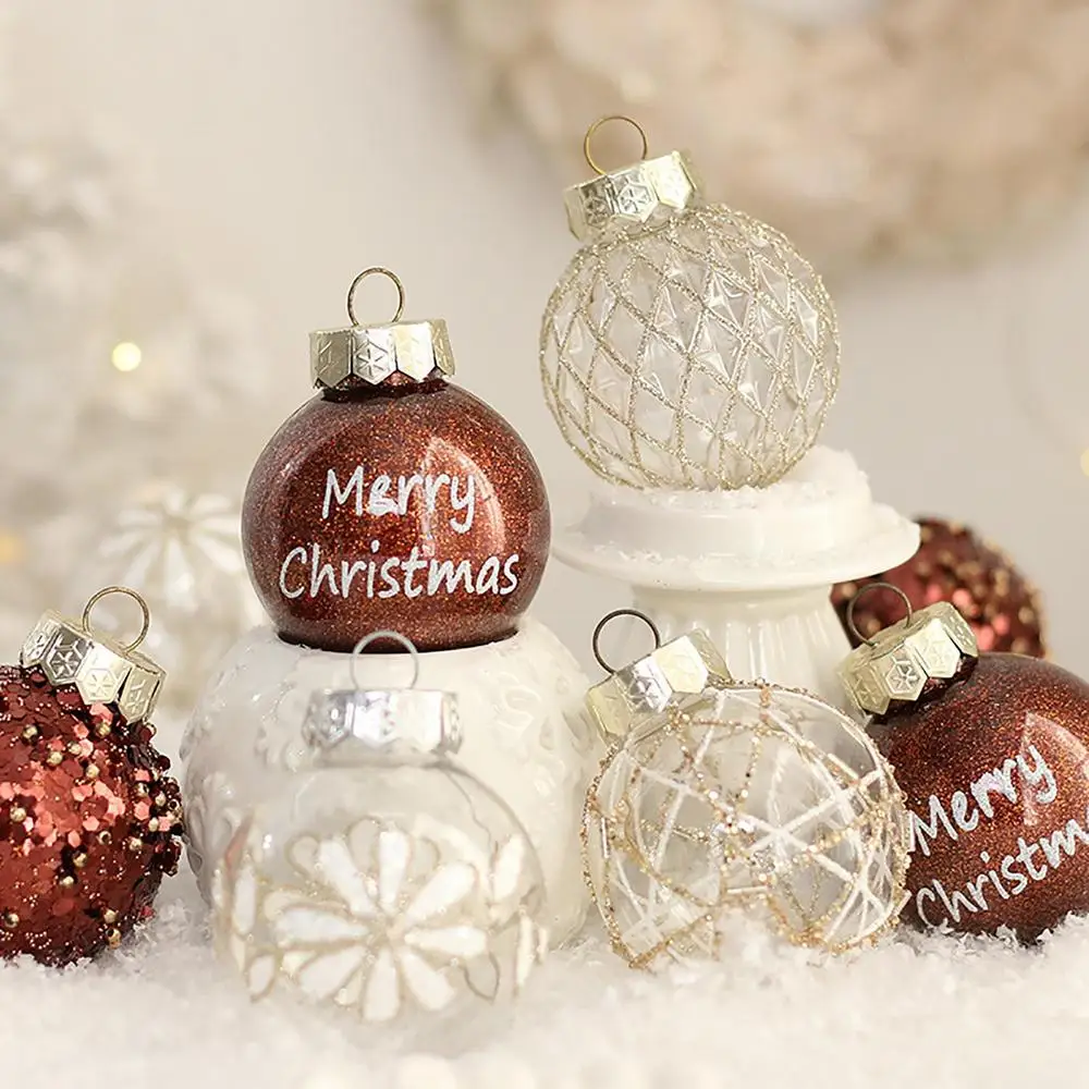 Christmas Tree Balls Hanging 25pcs Christmas Ball Ornaments Glittering Christmas Baubles PVC White Gold Ball Decorations Set