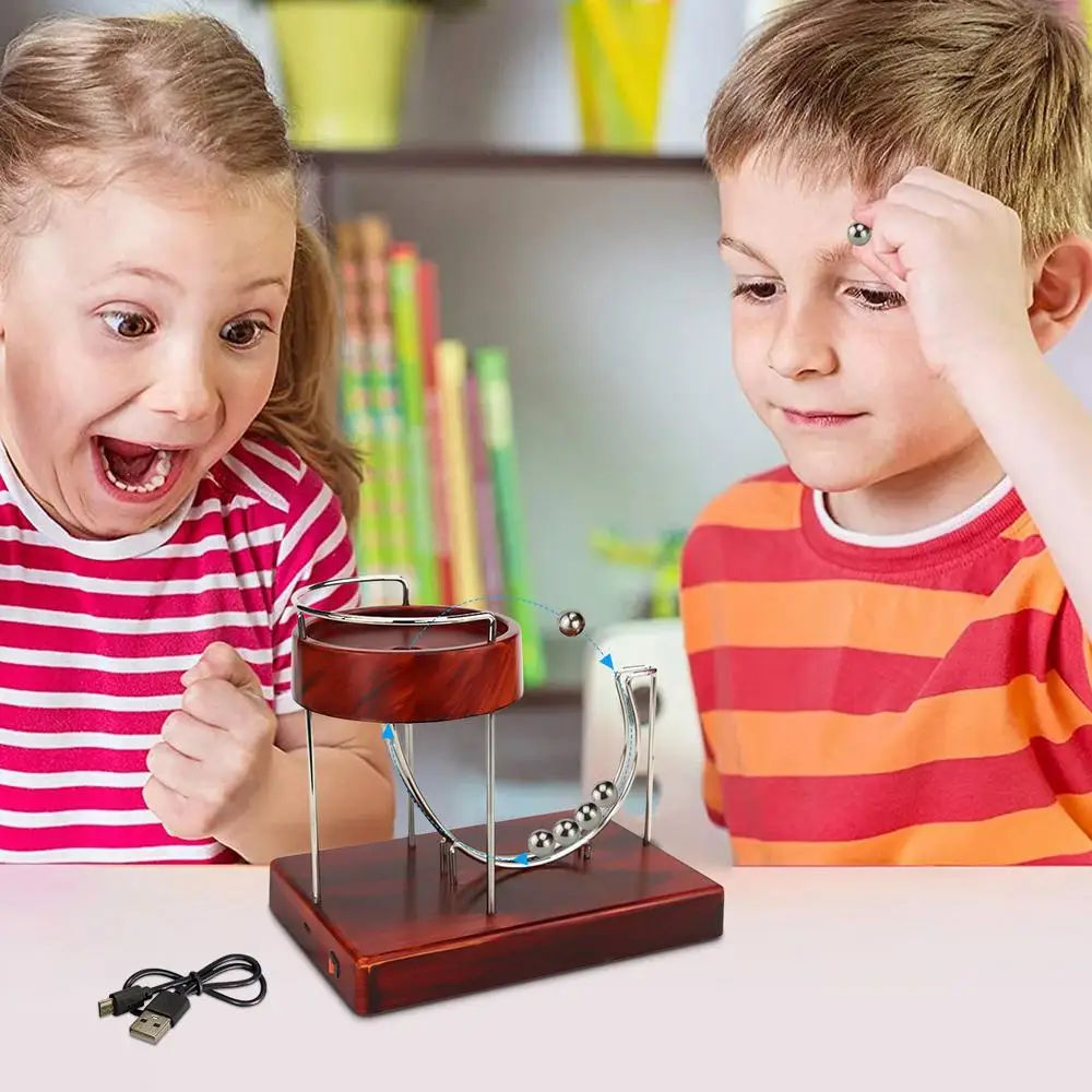 Perpetual Motion Machine Kinetic Art Wooden Sculpture Perpetual Motion Rolling Ball Perpetual Marble Motion Machine for Child's