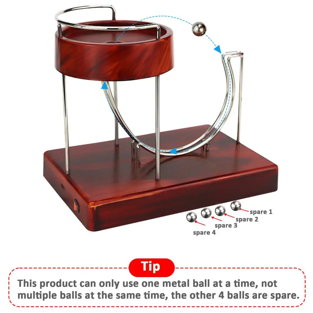 Perpetual Motion Machine Kinetic Art Wooden Sculpture Perpetual Motion Rolling Ball Perpetual Marble Motion Machine for Child's