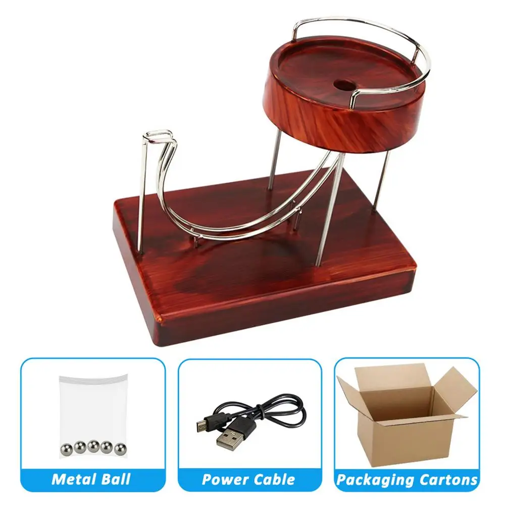 Perpetual Motion Machine Kinetic Art Wooden Sculpture Perpetual Motion Rolling Ball Perpetual Marble Motion Machine for Child's