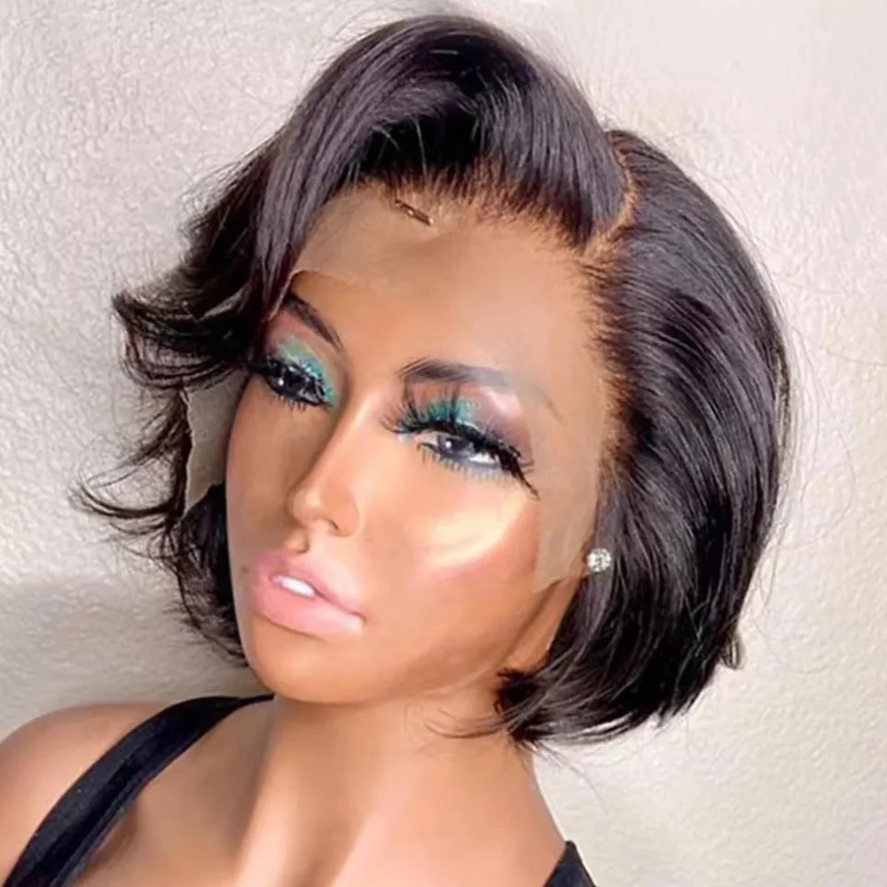 Side Part Wig Human Hair 13x1 Lace Frontal Wigs Pixie Transparent Short Bob Human Hair Wigs For Women Lace Front Human Hair Wig