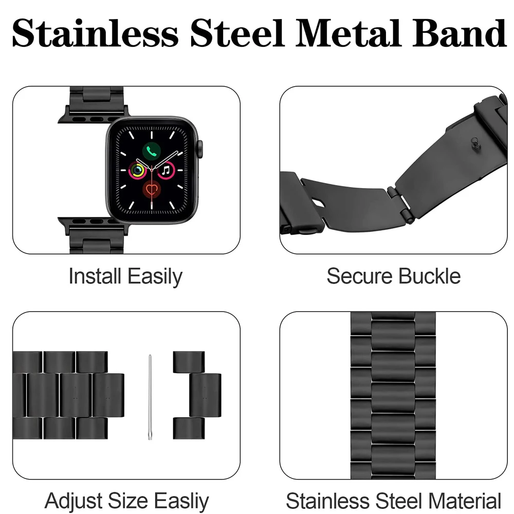 Stainless Steel Strap For Apple Watch Ultra Band 49mm 44mm 40mm 42mm 38mm 41mm Watchband Bracelet iWatch series 3 SE 6 7 8 45mm