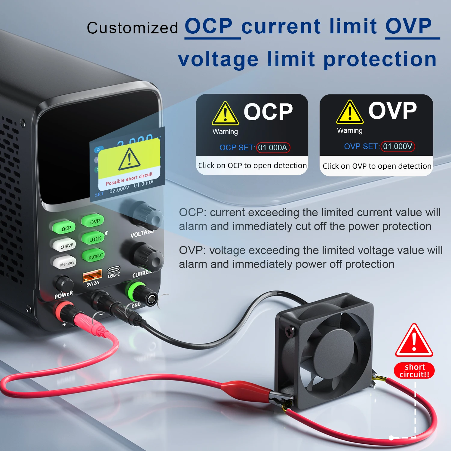 AC to DC Lab Power Supply 30V 10A Adjustable Bench Power Source 60V 5A 120V 3A For Mobile Phone Repair Battery USB Fast Charging