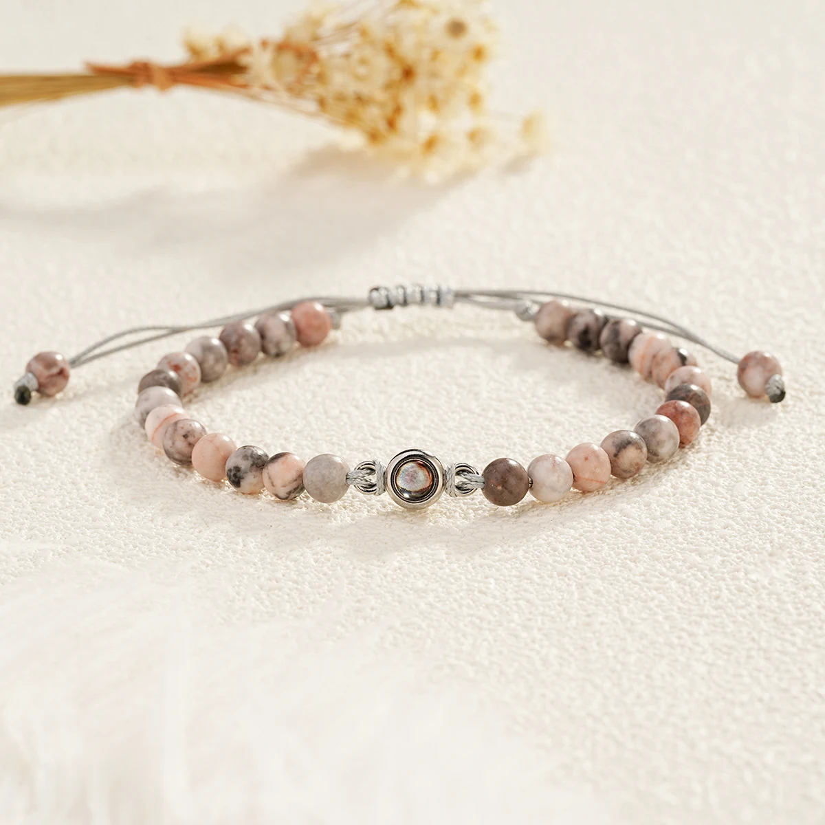 Custom Natural Stone Bracelet Personalized Photo Projection Bracelet Custom Stainless Steel Projection Bracelets Memory Jewelry