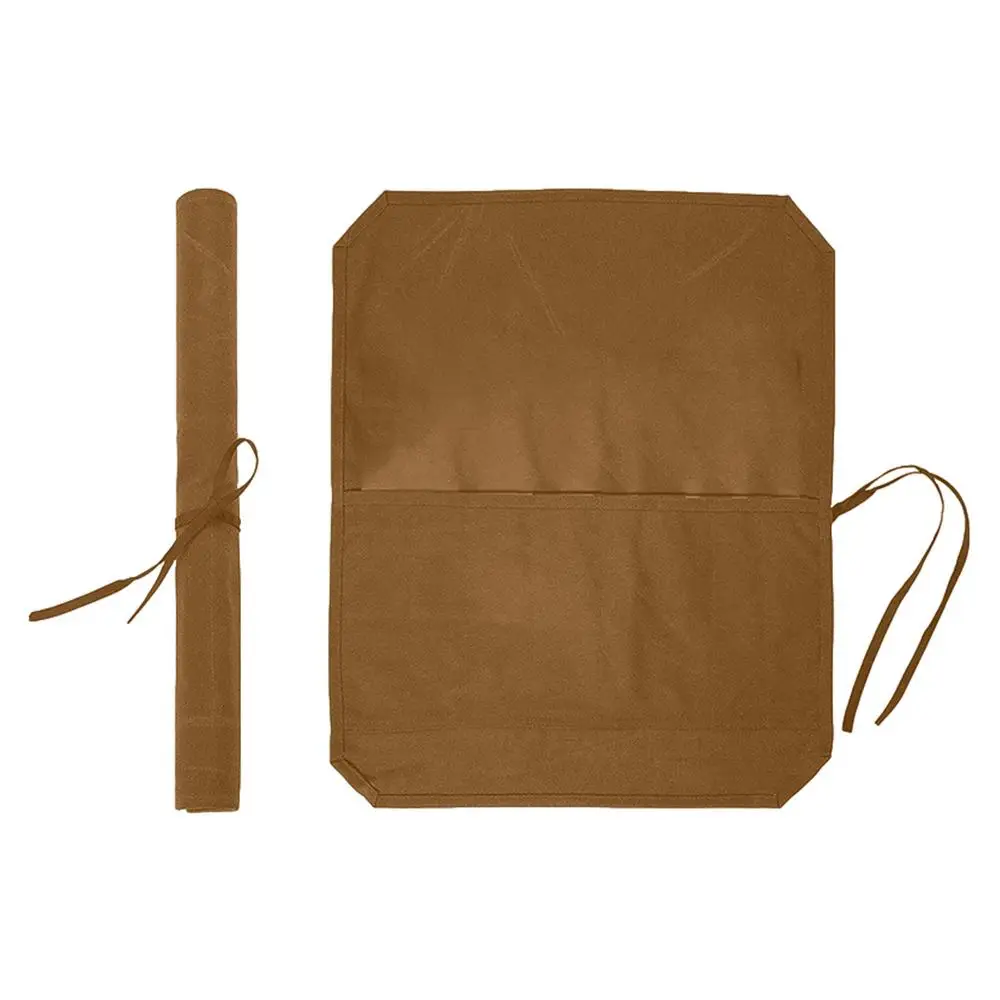 Roll Up Knives Bag Waxed Canvas Cutlery Knives Holders Protectors 7 Slots Durable Canvas Chef Knives Roll Bag Canvas Knifes