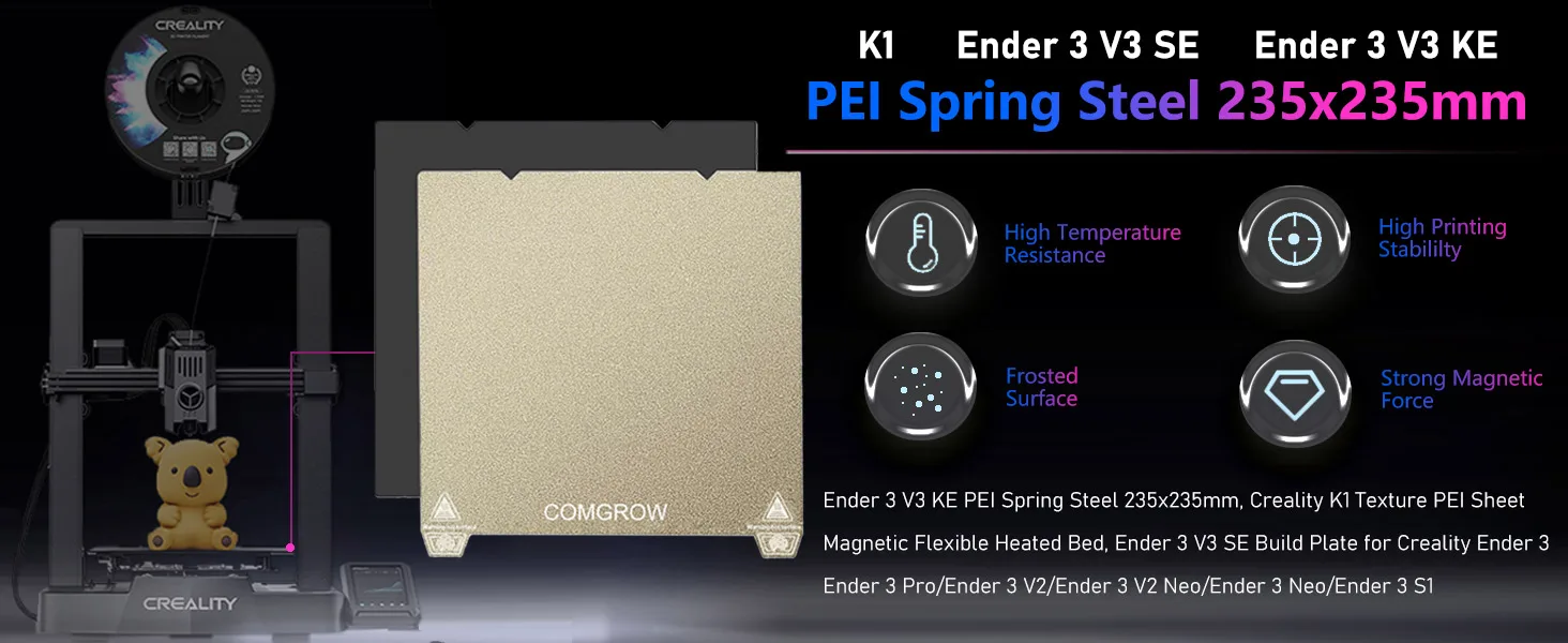 PEI Print Bed 235*235mm Textured PEI Build Plate 235x235mm Soft Magnetic Sticker For Creality Ender 3 Ender5 K1 K1C Ender-3v3SE