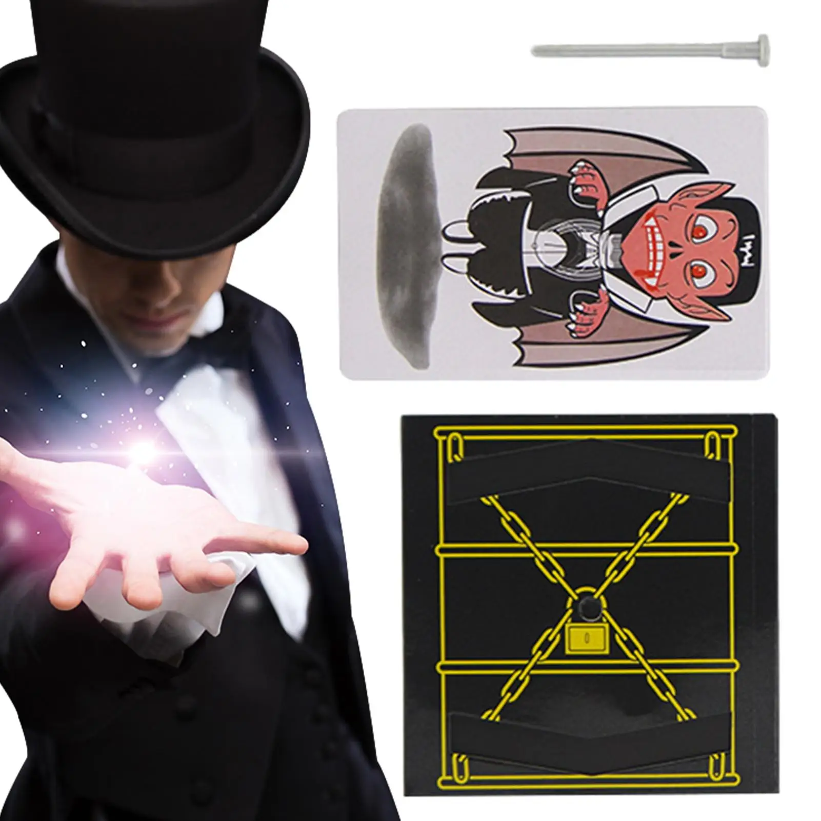 Magic Tricks Kit Ghost Escape Board Simple Magic Novelty Toys Wooden Creative Gift for Stage Magic Show Suitable for Beginners