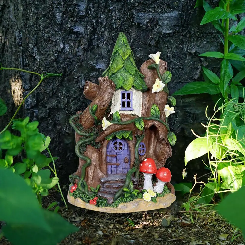 Fairy Garden House Wooden Mini Fairy Window Door Decoration Tree House Accessories For Garden Porch Patio Wall Porch Fence Tree