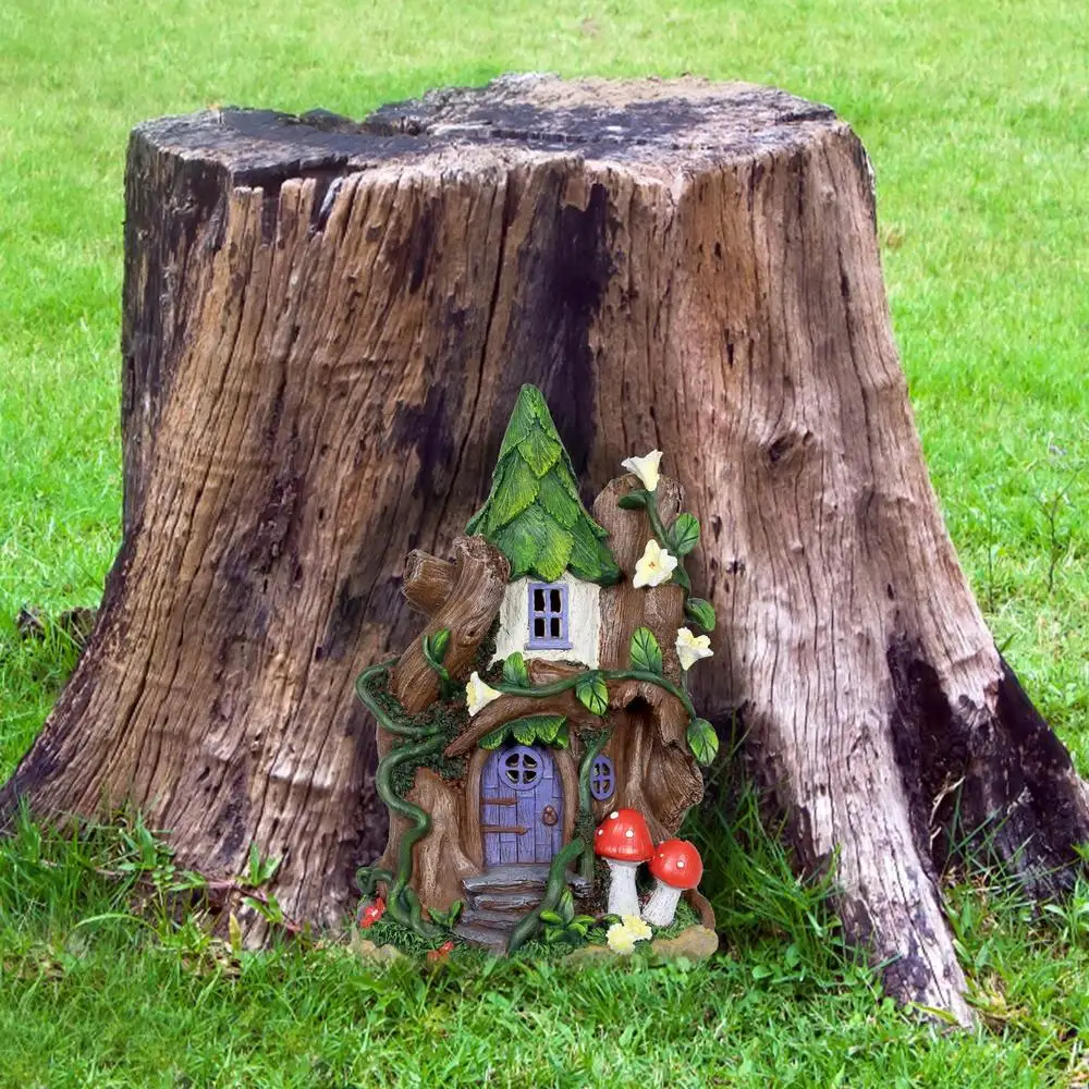 Fairy Garden House Wooden Mini Fairy Window Door Decoration Tree House Accessories For Garden Porch Patio Wall Porch Fence Tree