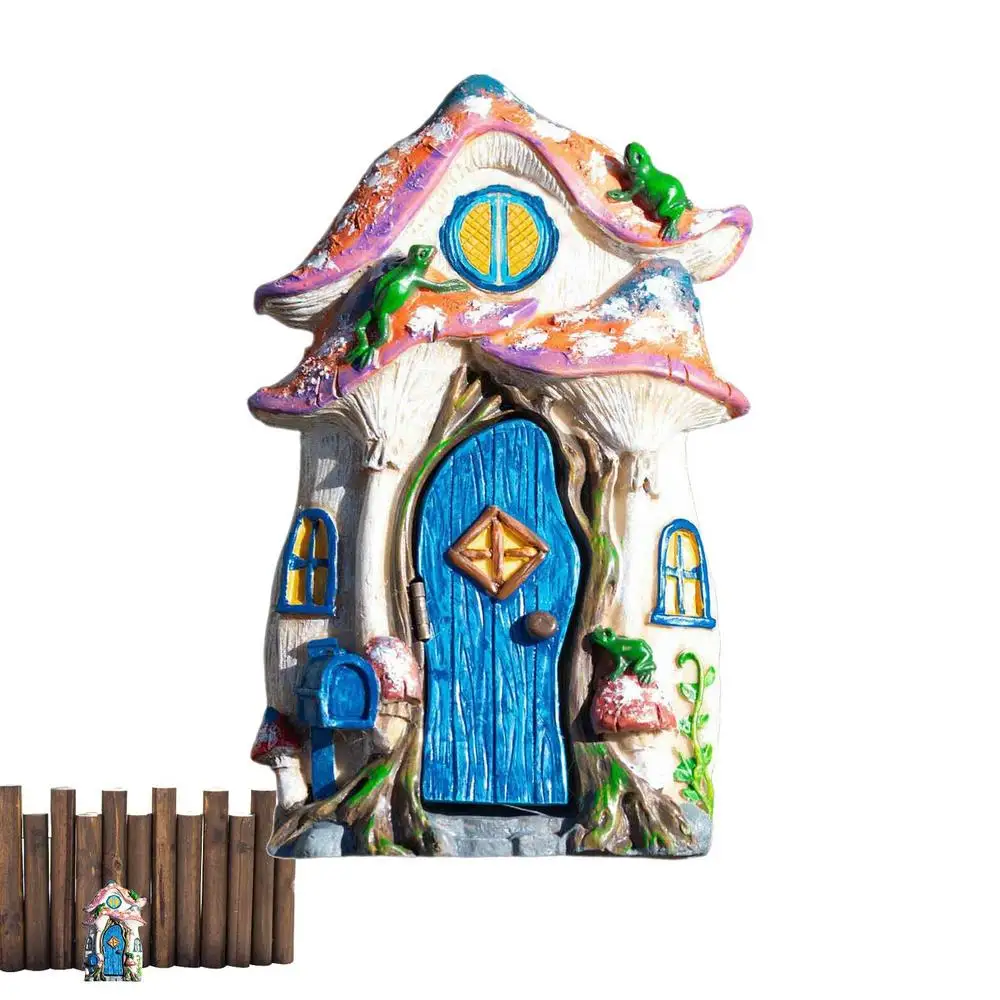 Fairy Garden House Wooden Mini Fairy Window Door Decoration Tree House Accessories For Garden Porch Patio Wall Porch Fence Tree