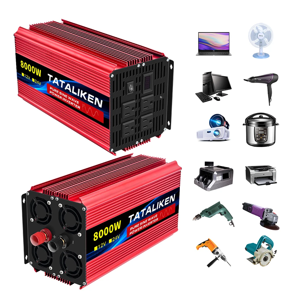 Pure Sine Wave Inverter DC12V/24V To AC110V 60HZ 1600W 2500W 3500W 4500W 5000W 6000W 7000W 8000W Power Voltage Converte
