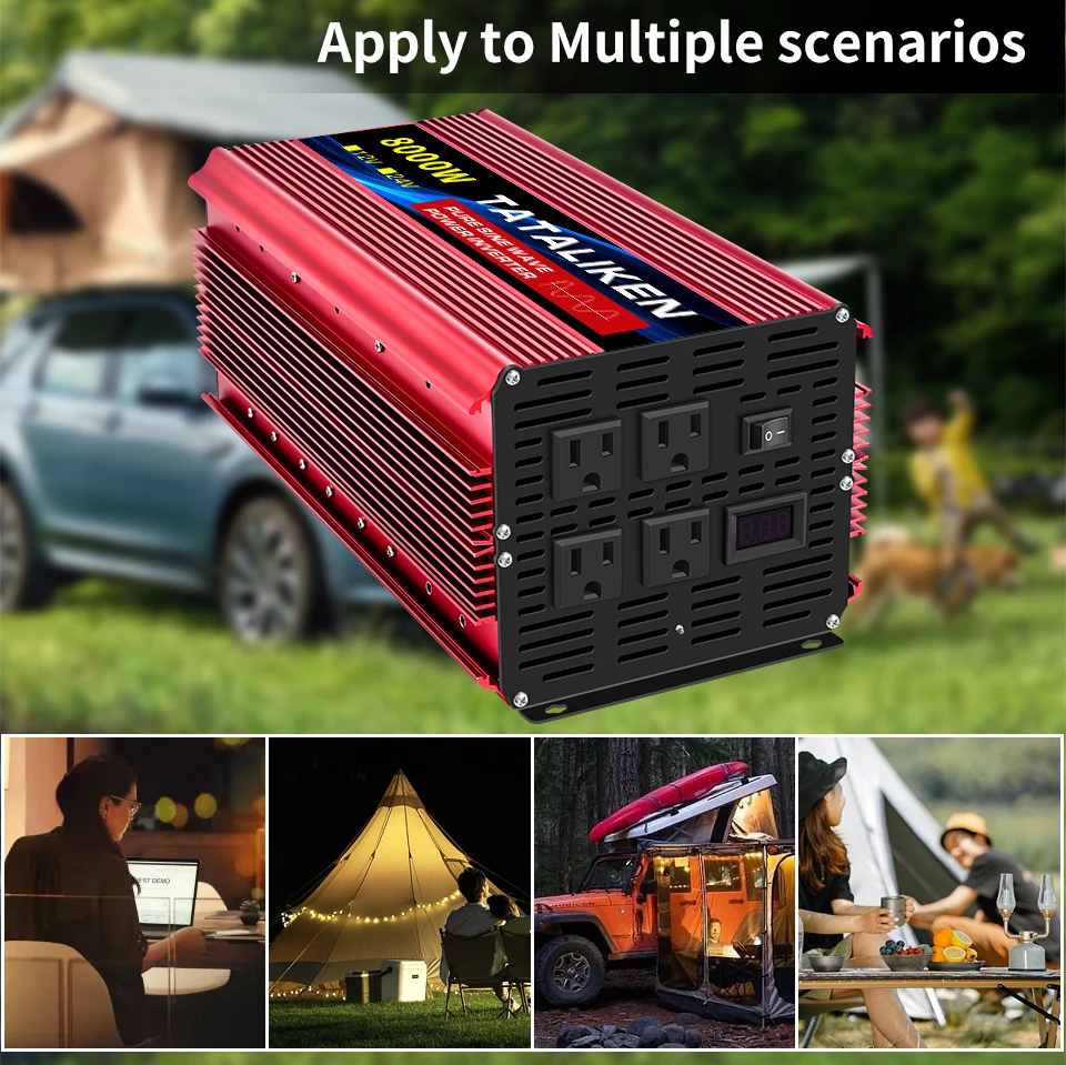 Pure Sine Wave Inverter DC12V/24V To AC110V 60HZ 1600W 2500W 3500W 4500W 5000W 6000W 7000W 8000W Power Voltage Converte