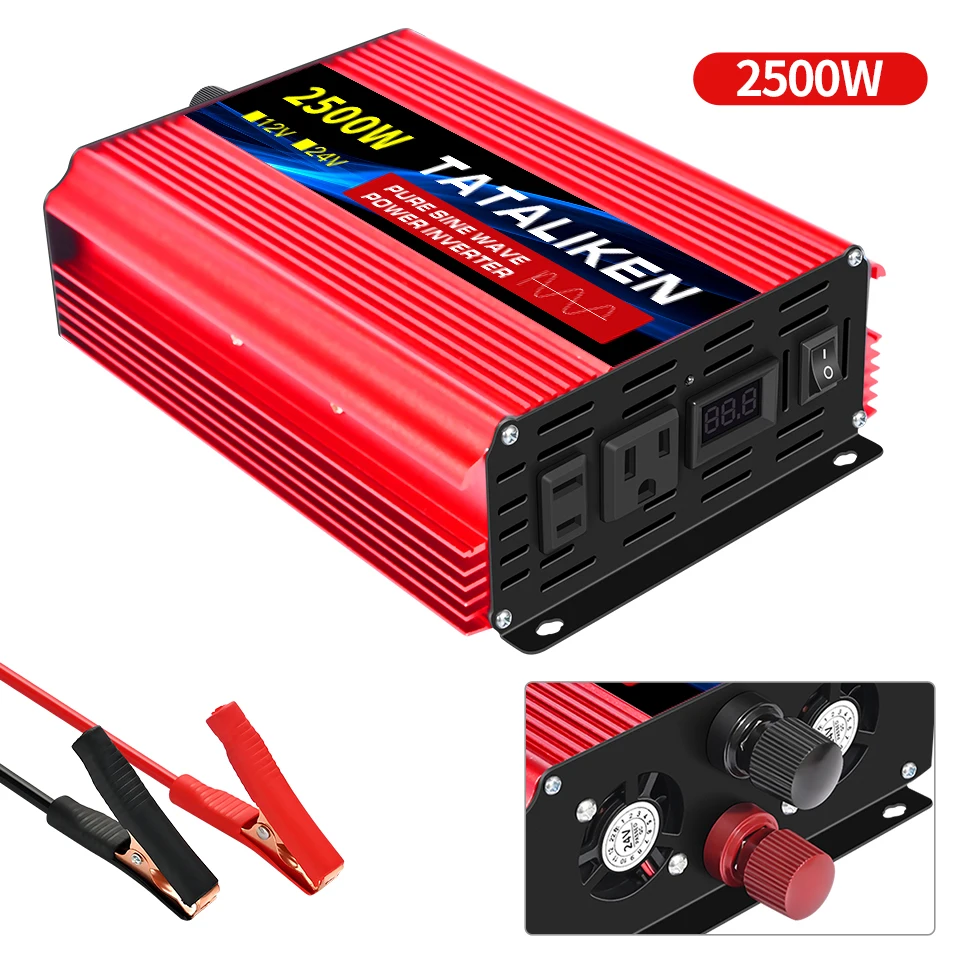Pure Sine Wave Inverter DC12V/24V To AC110V 60HZ 1600W 2500W 3500W 4500W 5000W 6000W 7000W 8000W Power Voltage Converte