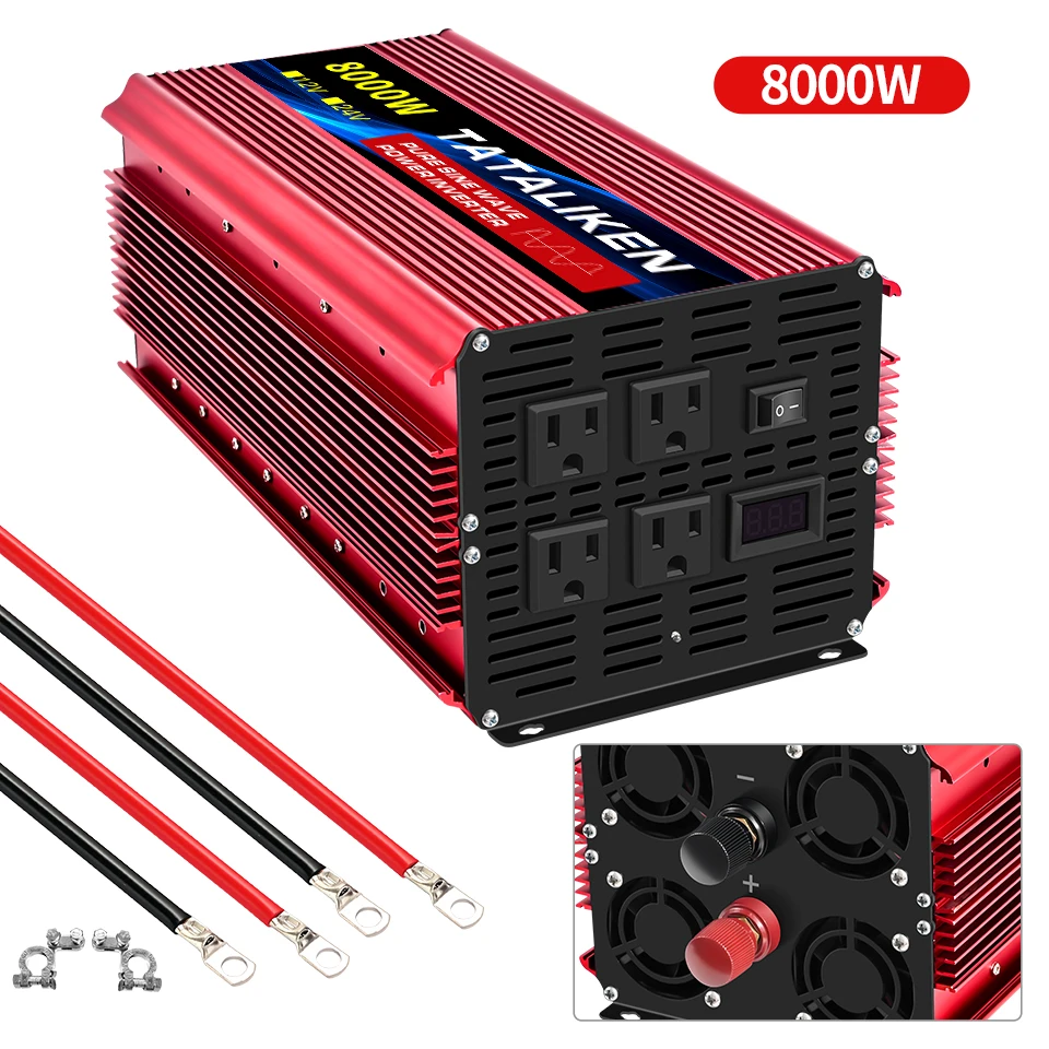 Pure Sine Wave Inverter DC12V/24V To AC110V 60HZ 1600W 2500W 3500W 4500W 5000W 6000W 7000W 8000W Power Voltage Converte