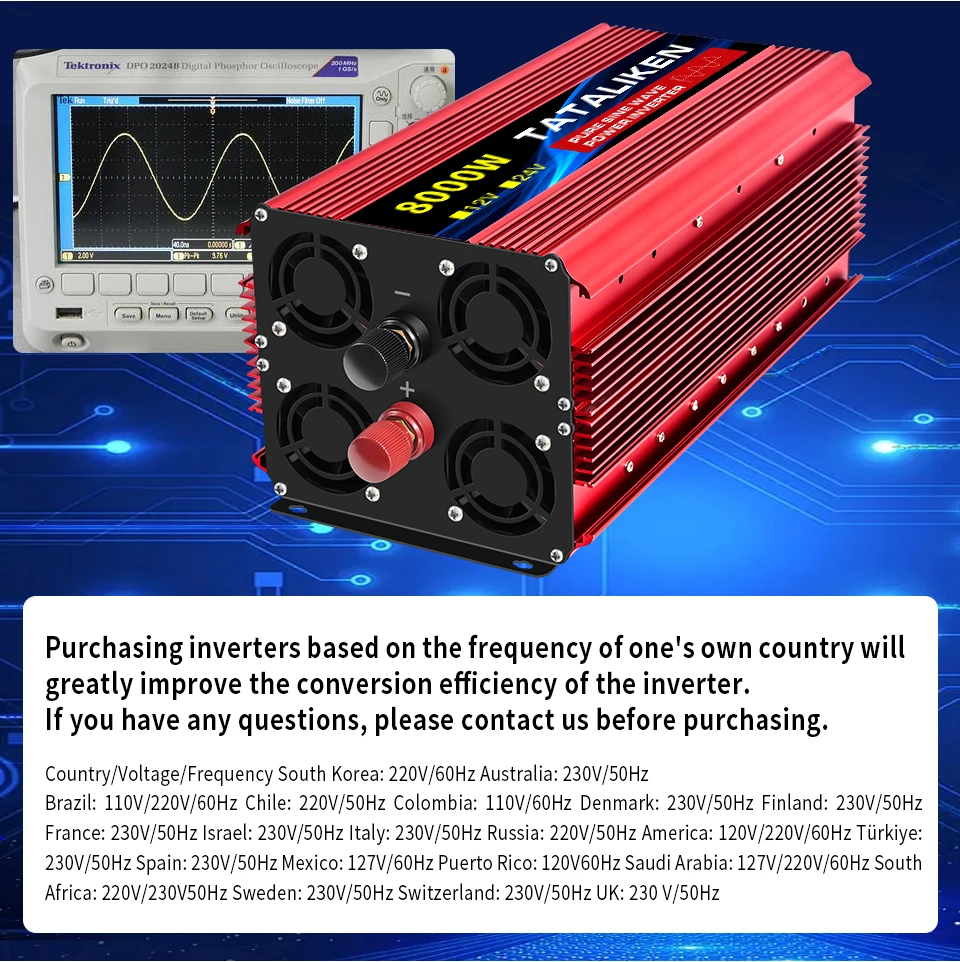 Pure Sine Wave Inverter DC12V/24V To AC110V 60HZ 1600W 2500W 3500W 4500W 5000W 6000W 7000W 8000W Power Voltage Converte