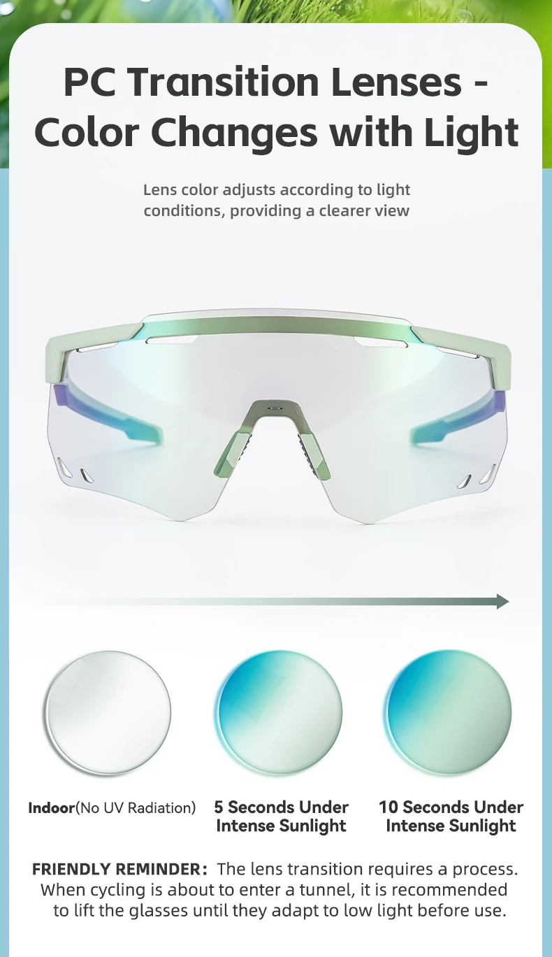 ROCKBROS Cycling Glasses Photochromic UV400 Protection Sunglasses Lightweight MTB Road Bike Glasses Hiking Fishing Goggles