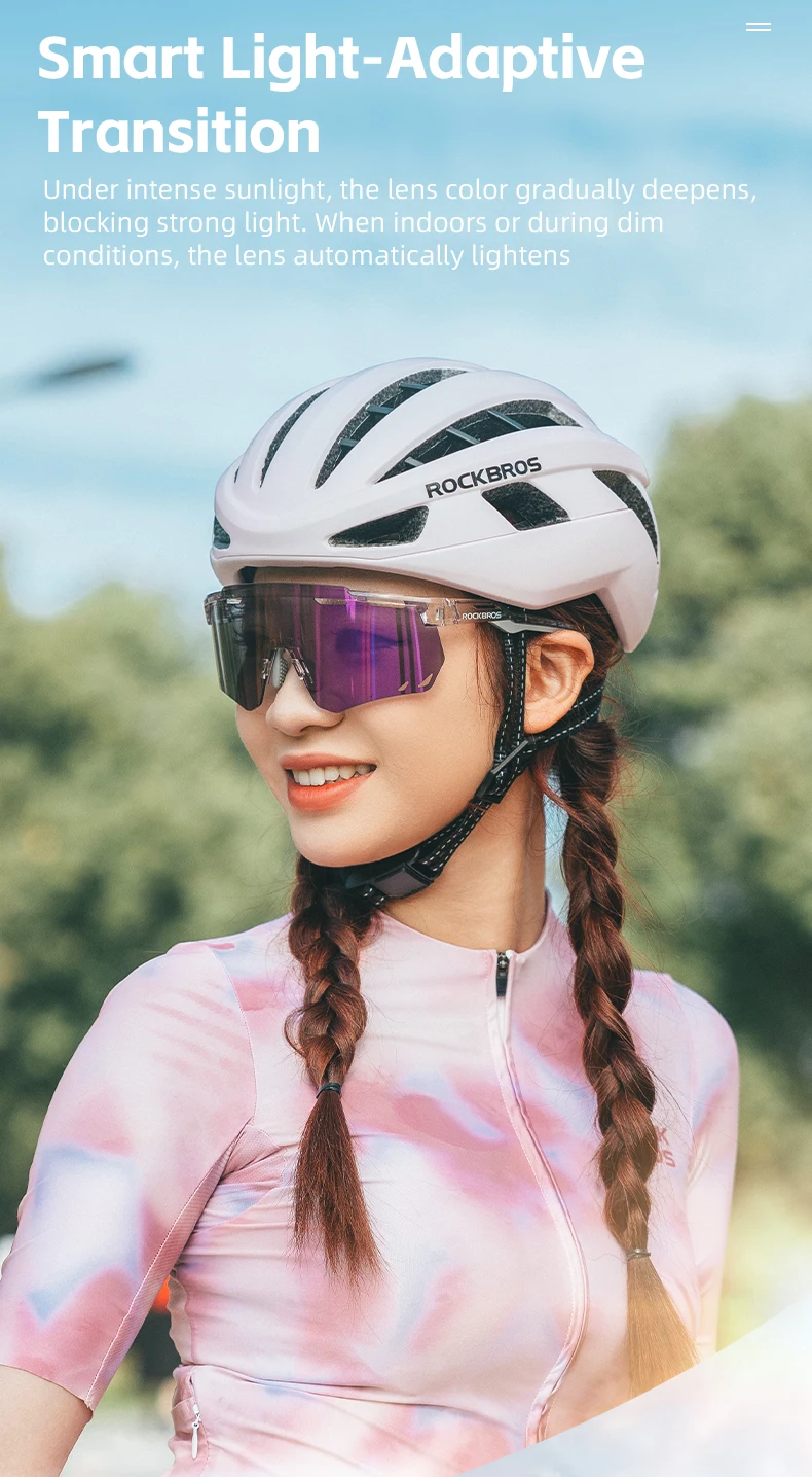 ROCKBROS Cycling Glasses Photochromic UV400 Protection Sunglasses Lightweight MTB Road Bike Glasses Hiking Fishing Goggles