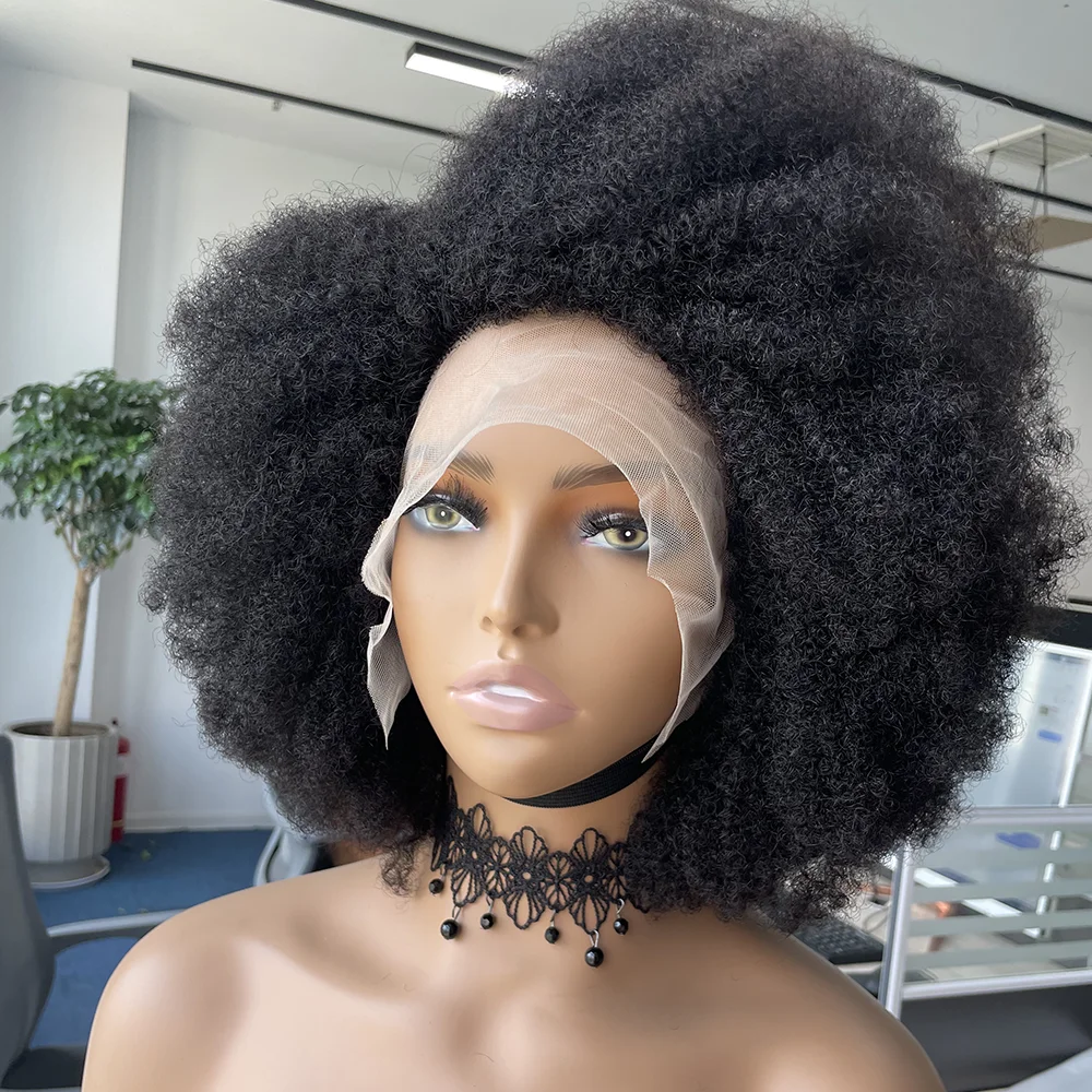 AFRO Kinky Curly BOB Wig Natural Color Glueless Wig Human Hair Ready to Wear 250% Density Affordable Remy Human Hair