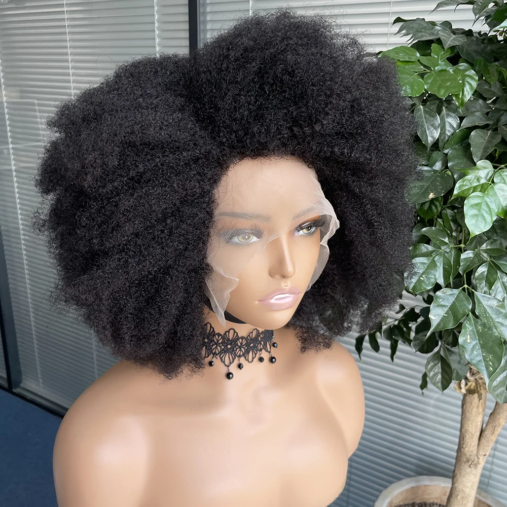 AFRO Kinky Curly BOB Wig Natural Color Glueless Wig Human Hair Ready to Wear 250% Density Affordable Remy Human Hair