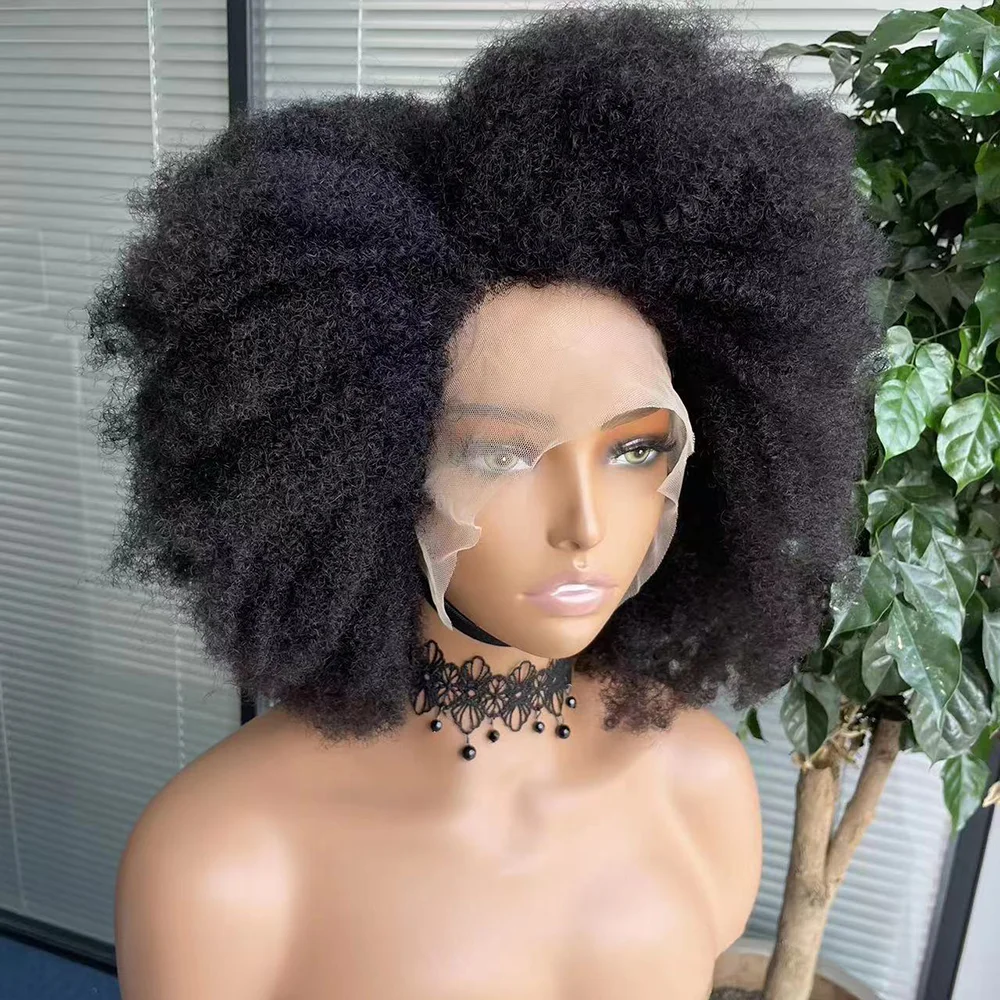 AFRO Kinky Curly BOB Wig Natural Color Glueless Wig Human Hair Ready to Wear 250% Density Affordable Remy Human Hair