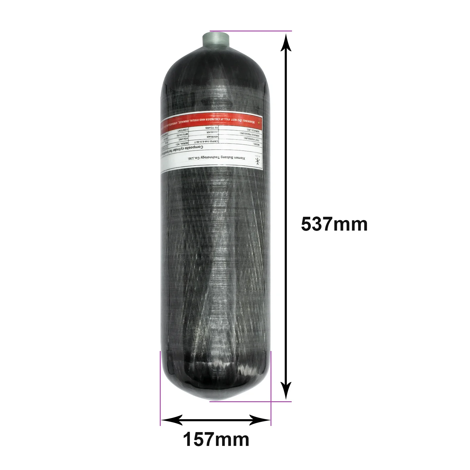 TUXING 4500psi 6.8L Carbon Fiber Cylinder with Fill Station Regulating Valve 300Bar High Pressure HPA Cylinder for Scuba Diving