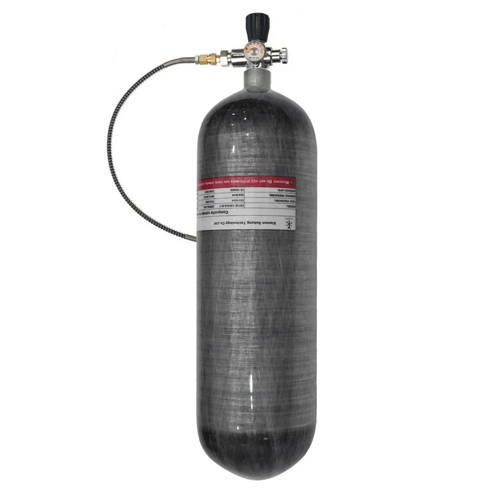 TUXING 4500psi 6.8L Carbon Fiber Cylinder with Fill Station Regulating Valve 300Bar High Pressure HPA Cylinder for Scuba Diving