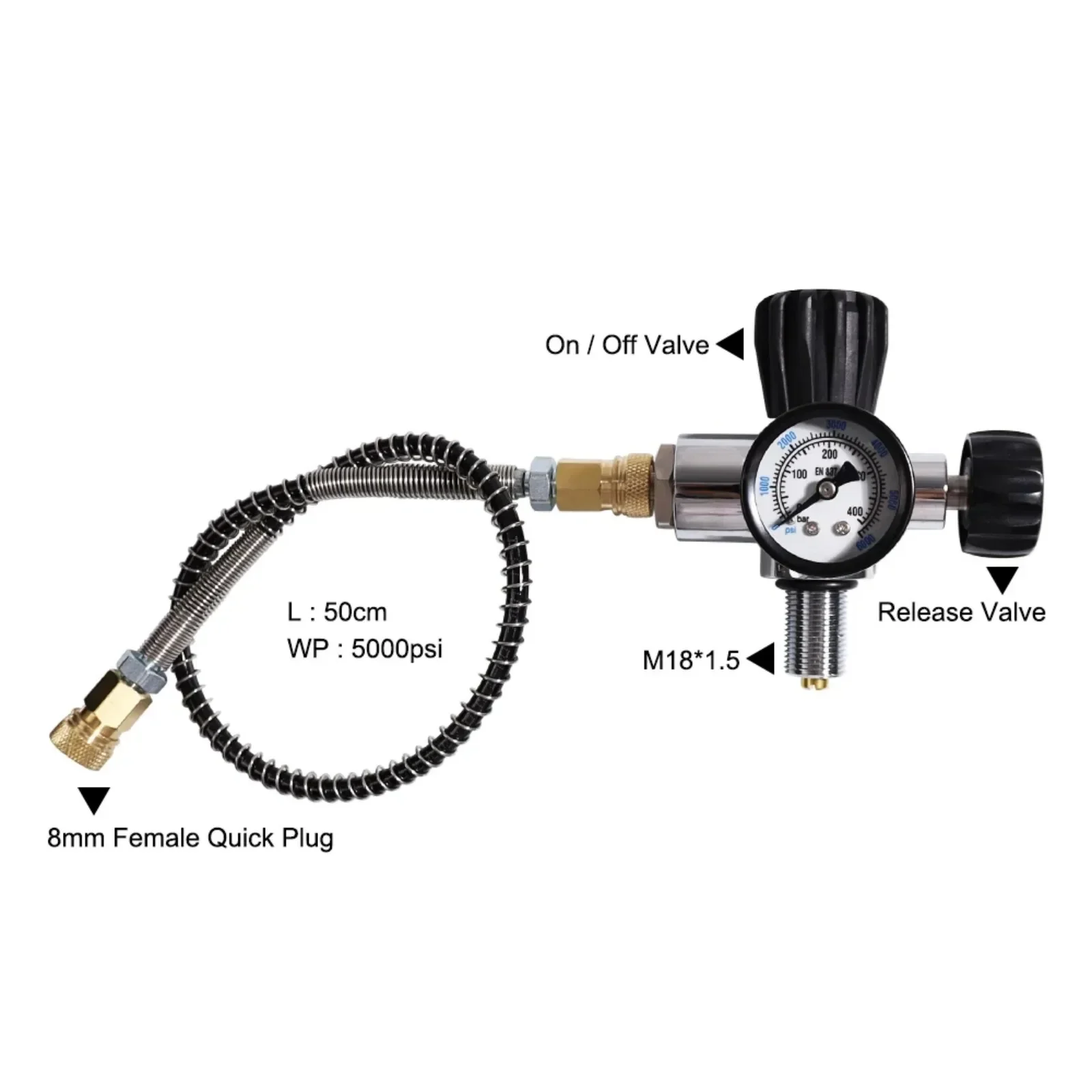 TUXING 4500psi 6.8L Carbon Fiber Cylinder with Fill Station Regulating Valve 300Bar High Pressure HPA Cylinder for Scuba Diving