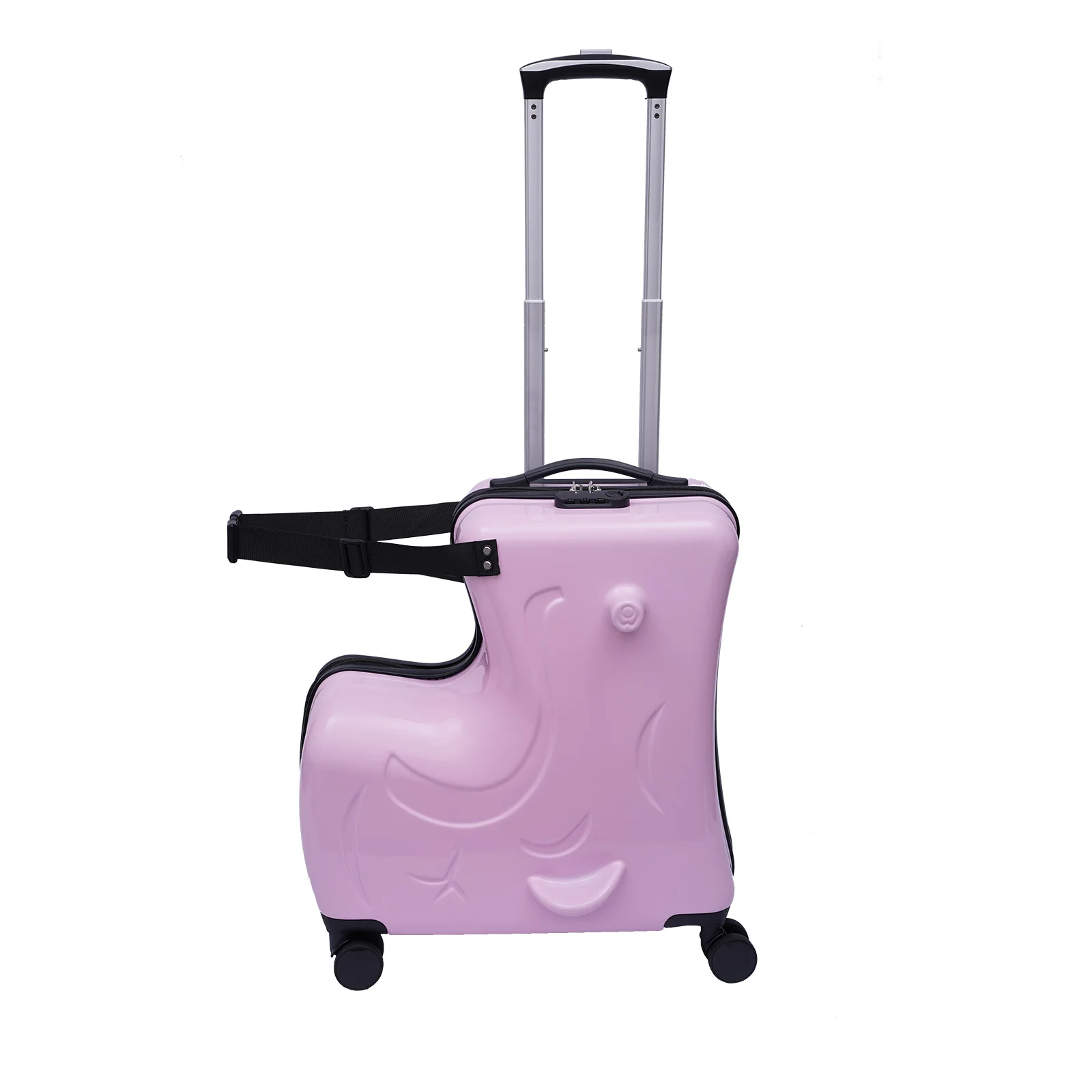 20" Pink / Blue Spinner Luggage Kids Ride-On Roll Suitcase Luggage Bags Wheeled Trolley Luggage Waterproof