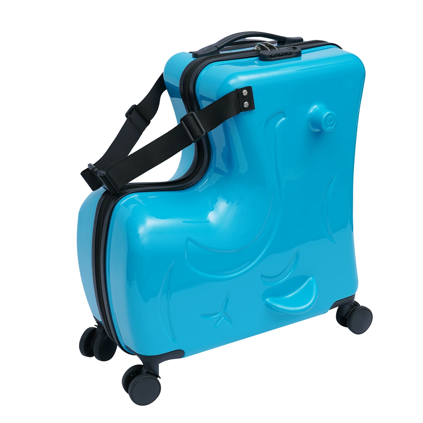 20" Pink / Blue Spinner Luggage Kids Ride-On Roll Suitcase Luggage Bags Wheeled Trolley Luggage Waterproof