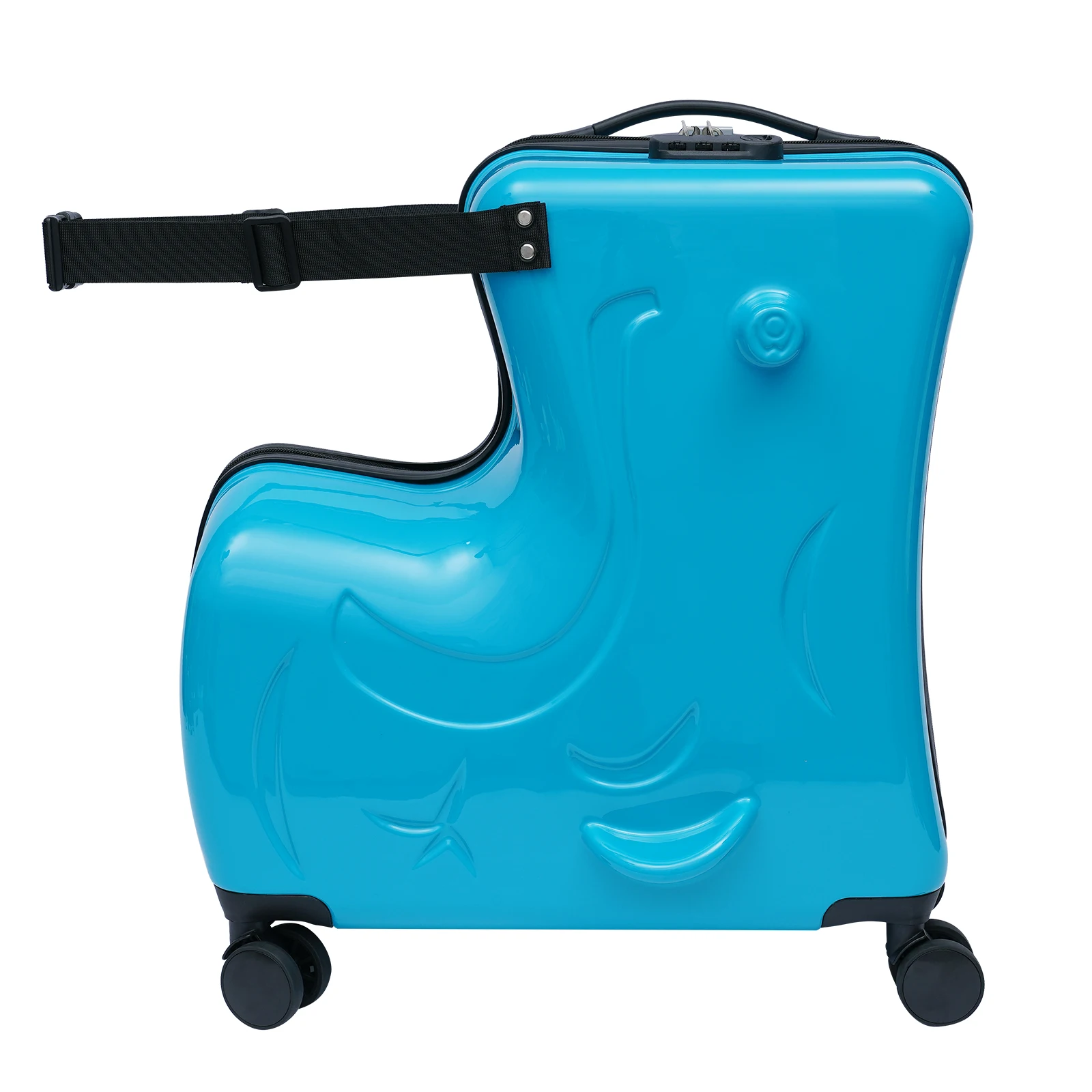 20" Pink / Blue Spinner Luggage Kids Ride-On Roll Suitcase Luggage Bags Wheeled Trolley Luggage Waterproof