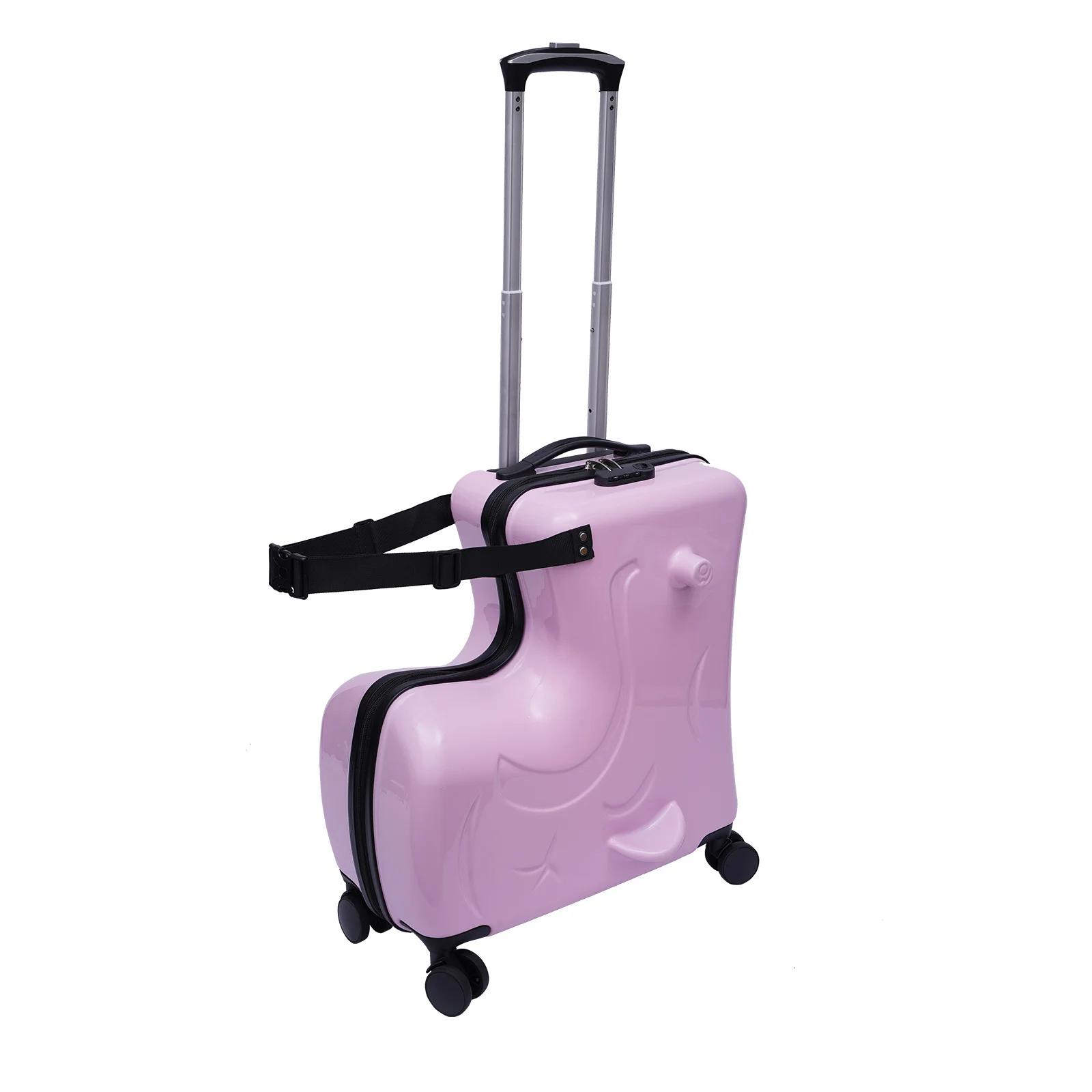 20" Pink / Blue Spinner Luggage Kids Ride-On Roll Suitcase Luggage Bags Wheeled Trolley Luggage Waterproof