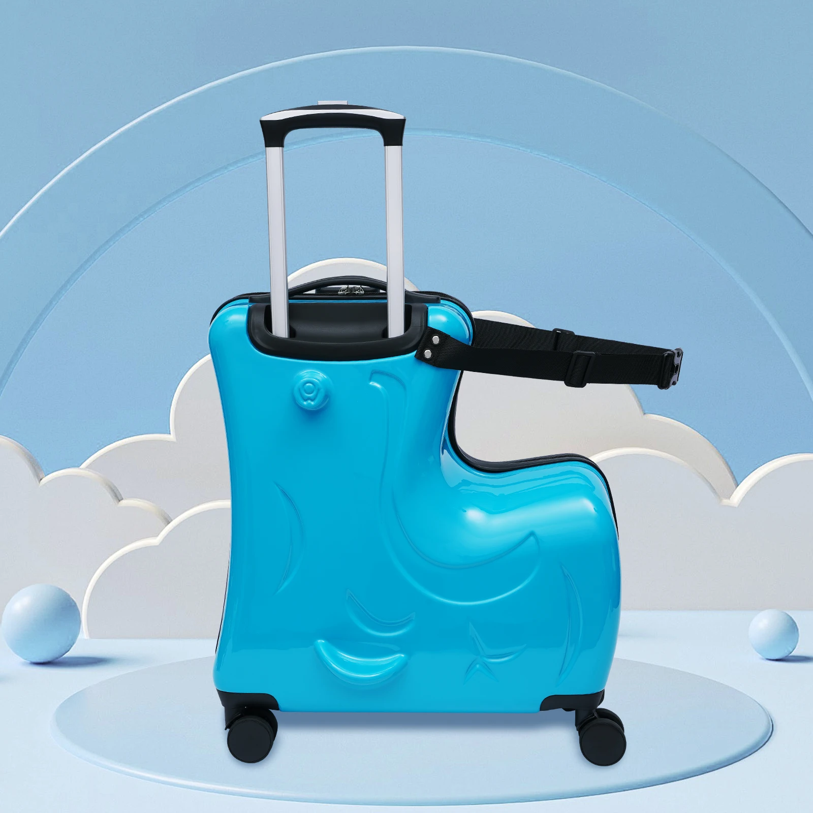 20" Pink / Blue Spinner Luggage Kids Ride-On Roll Suitcase Luggage Bags Wheeled Trolley Luggage Waterproof