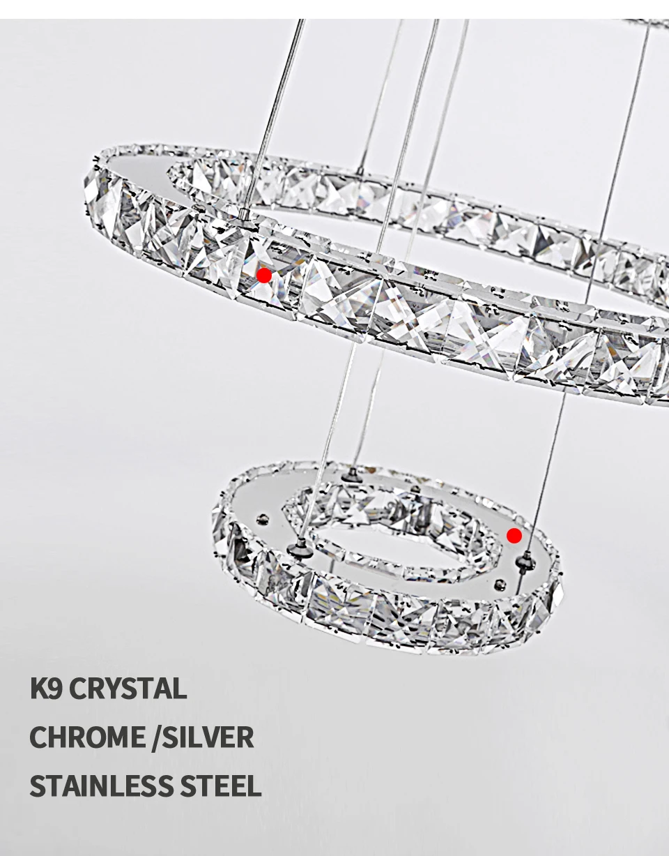 Luxury K9 Crystal Led Modern Pendant Light Chandelier DIY Shape Nordic Ceiling Lamp Lustre Living Dining Room Hang Decor Fixture