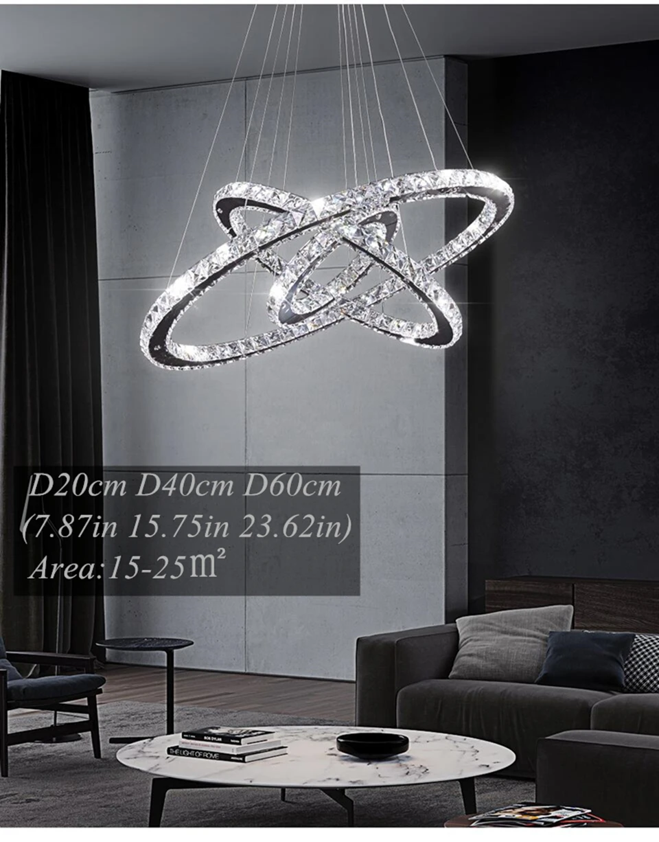Luxury K9 Crystal Led Modern Pendant Light Chandelier DIY Shape Nordic Ceiling Lamp Lustre Living Dining Room Hang Decor Fixture