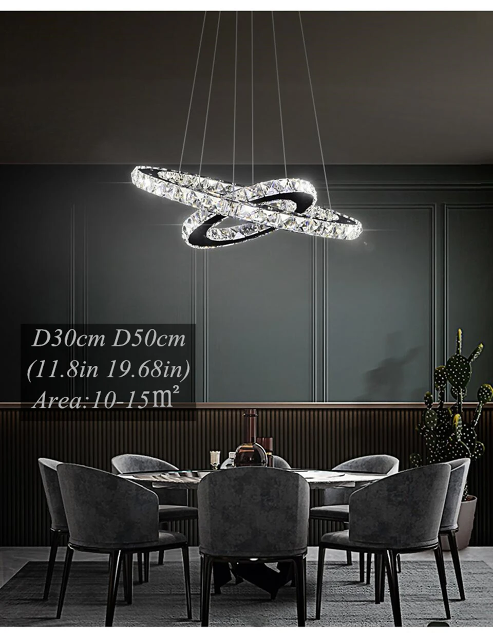 Luxury K9 Crystal Led Modern Pendant Light Chandelier DIY Shape Nordic Ceiling Lamp Lustre Living Dining Room Hang Decor Fixture