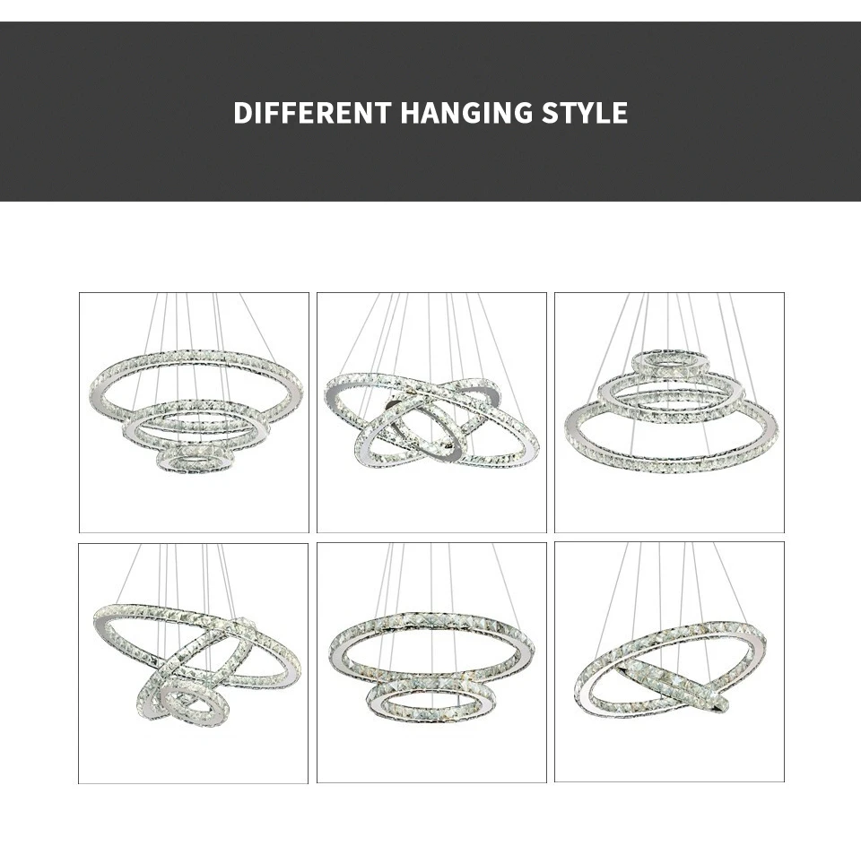 Luxury K9 Crystal Led Modern Pendant Light Chandelier DIY Shape Nordic Ceiling Lamp Lustre Living Dining Room Hang Decor Fixture