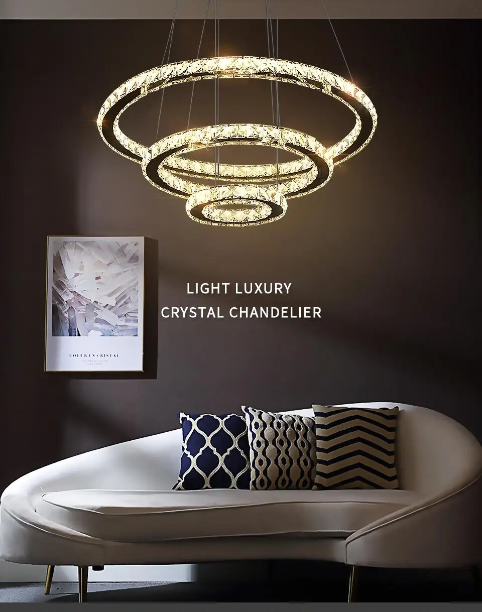 Luxury K9 Crystal Led Modern Pendant Light Chandelier DIY Shape Nordic Ceiling Lamp Lustre Living Dining Room Hang Decor Fixture