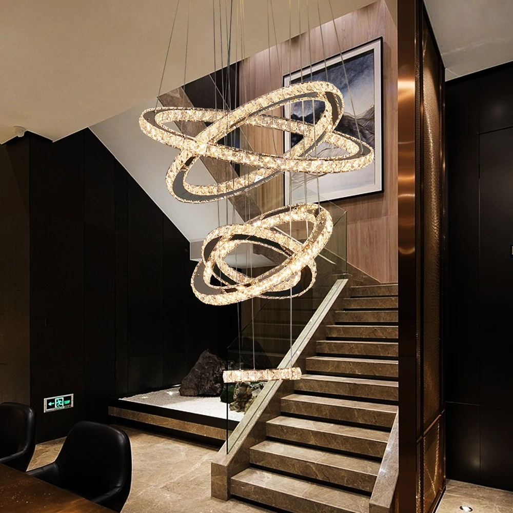 Luxury K9 Crystal Led Modern Pendant Light Chandelier DIY Shape Nordic Ceiling Lamp Lustre Living Dining Room Hang Decor Fixture