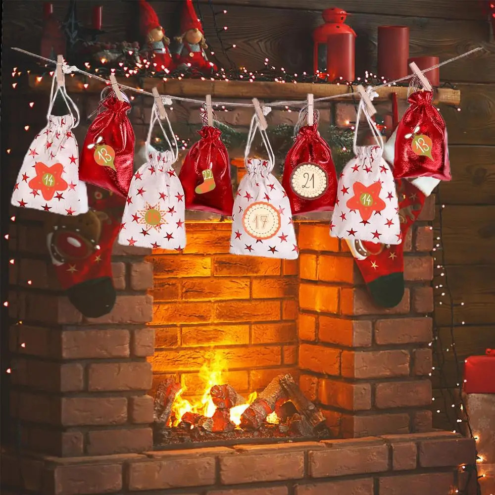 Advent Calendar Stickers Santa Claus Snowman Elk Gingerbread Christmas Label Stickers 24 Days Number Sticker 10 Sheets Merry