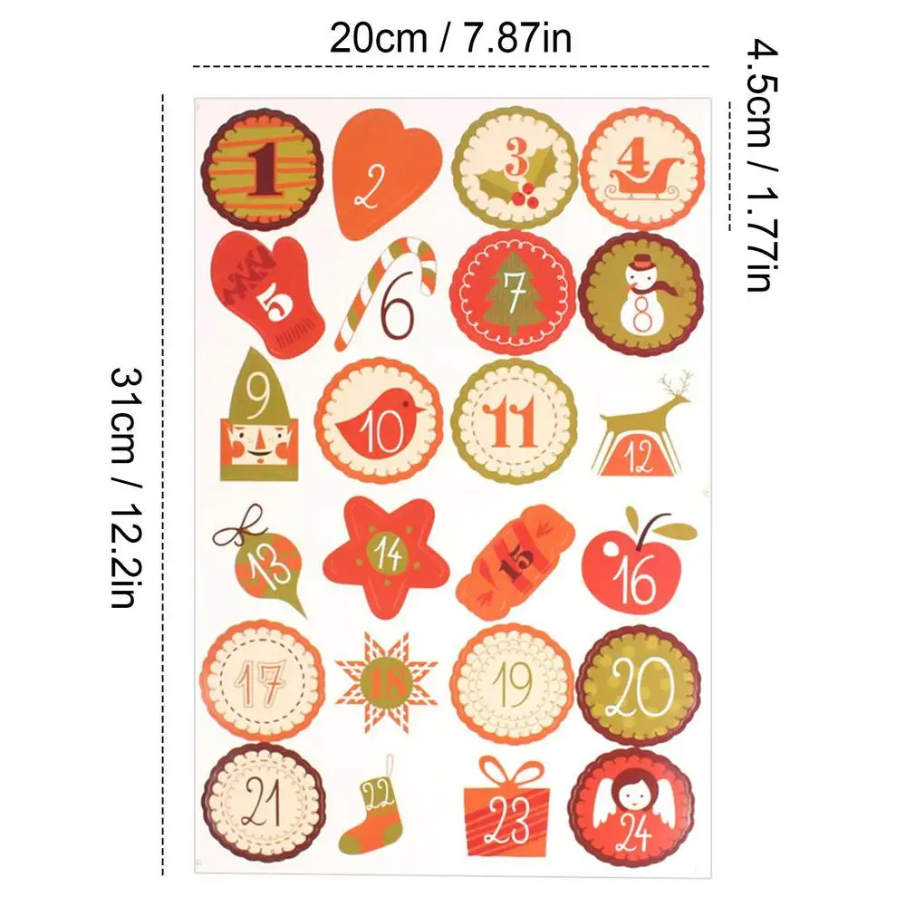 Advent Calendar Stickers Santa Claus Snowman Elk Gingerbread Christmas Label Stickers 24 Days Number Sticker 10 Sheets Merry