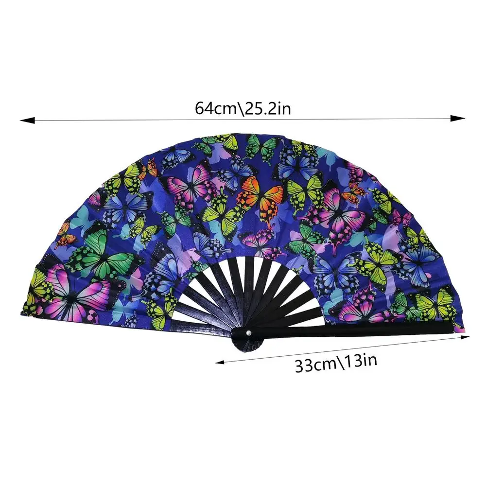 Portable Folding Fans Oxford Fabric Fluorescent Folding Fan Cute Collapsible Fans For Dances Stage Performances Colorful Folding
