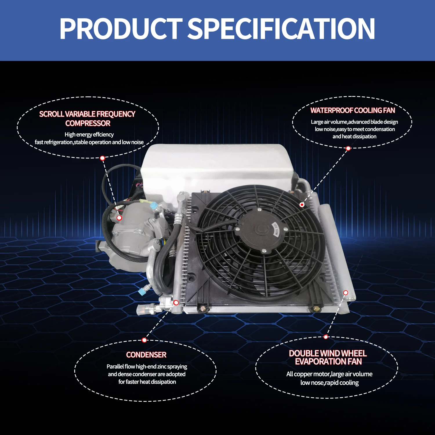 Treeligo 12V Heat&Cool Roof Air Conditioner Electric Cool RV Rooftop Parking AC Unit for Truck Camper Van Caravans Motor Home