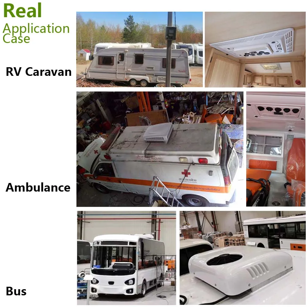 Treeligo 12V Heat&Cool Roof Air Conditioner Electric Cool RV Rooftop Parking AC Unit for Truck Camper Van Caravans Motor Home
