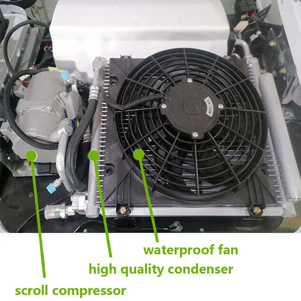 Treeligo 12V Heat&Cool Roof Air Conditioner Electric Cool RV Rooftop Parking AC Unit for Truck Camper Van Caravans Motor Home